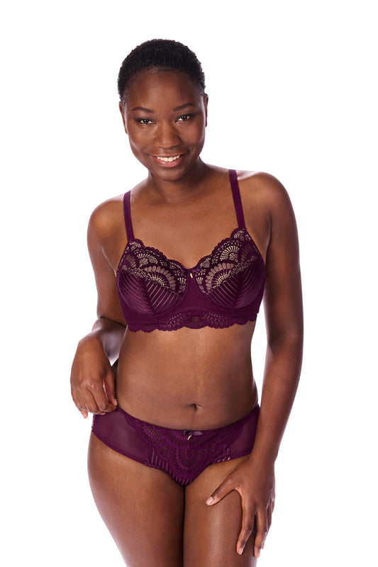 Karolina Underwire Mastectomy Bra - Dark Berry/Sand
