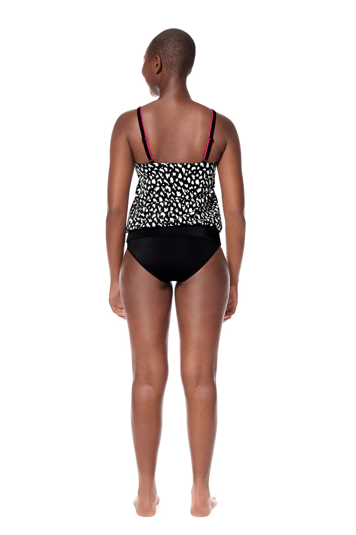 Manila Mastectomy Blouson Tankini Top - Black/White