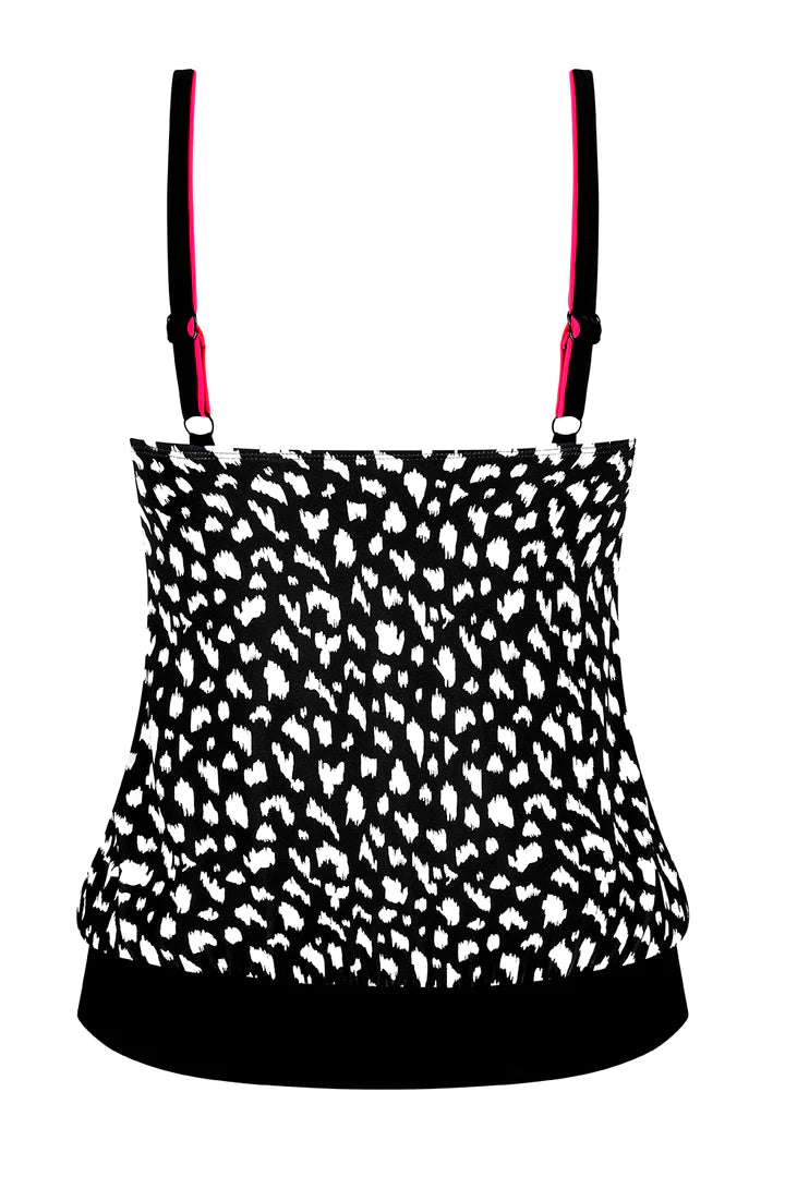 Manila Mastectomy Blouson Tankini Top - Black/White