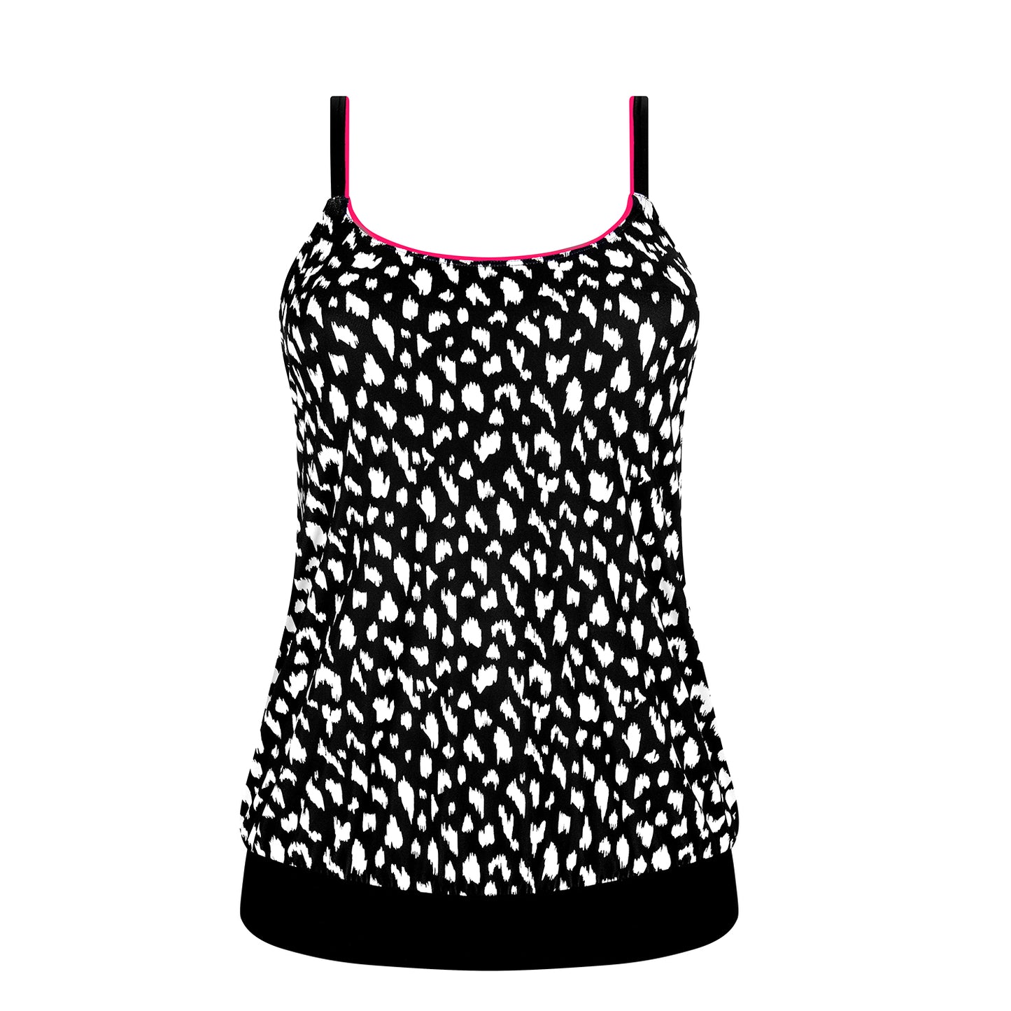Manila Mastectomy Blouson Tankini Top - Black/White