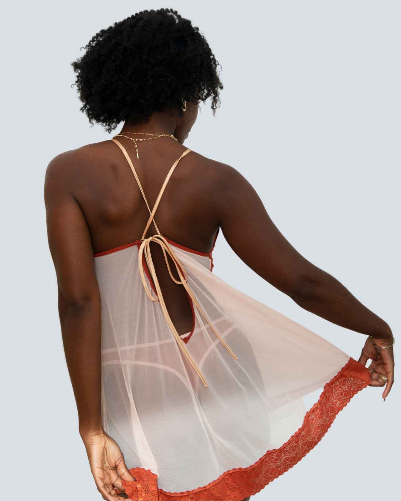 Narmda Mesh Pocketed Mastectomy Babydoll Dress