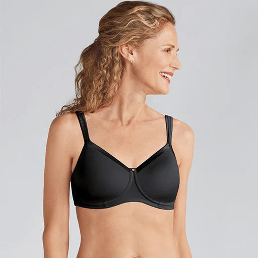 Lara Satin Padded Mastectomy Bra - Black