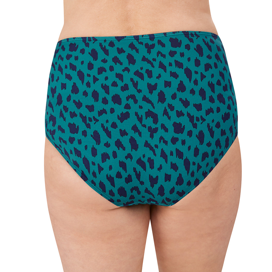 Manila Mid-/High-Waist Swim Bottom - Teal/Navy