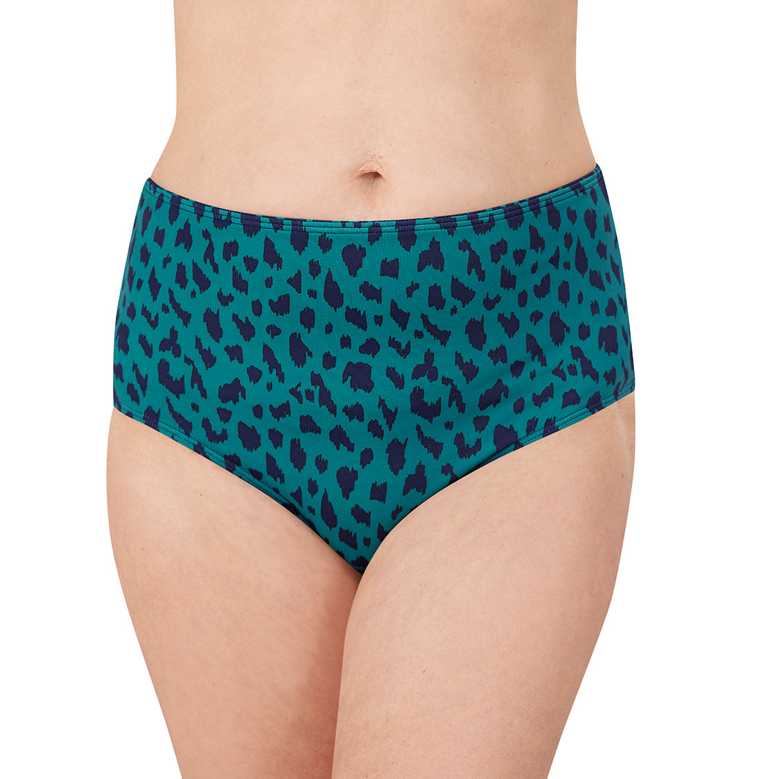 Manila Mid-/High-Waist Swim Bottom - Teal/Navy