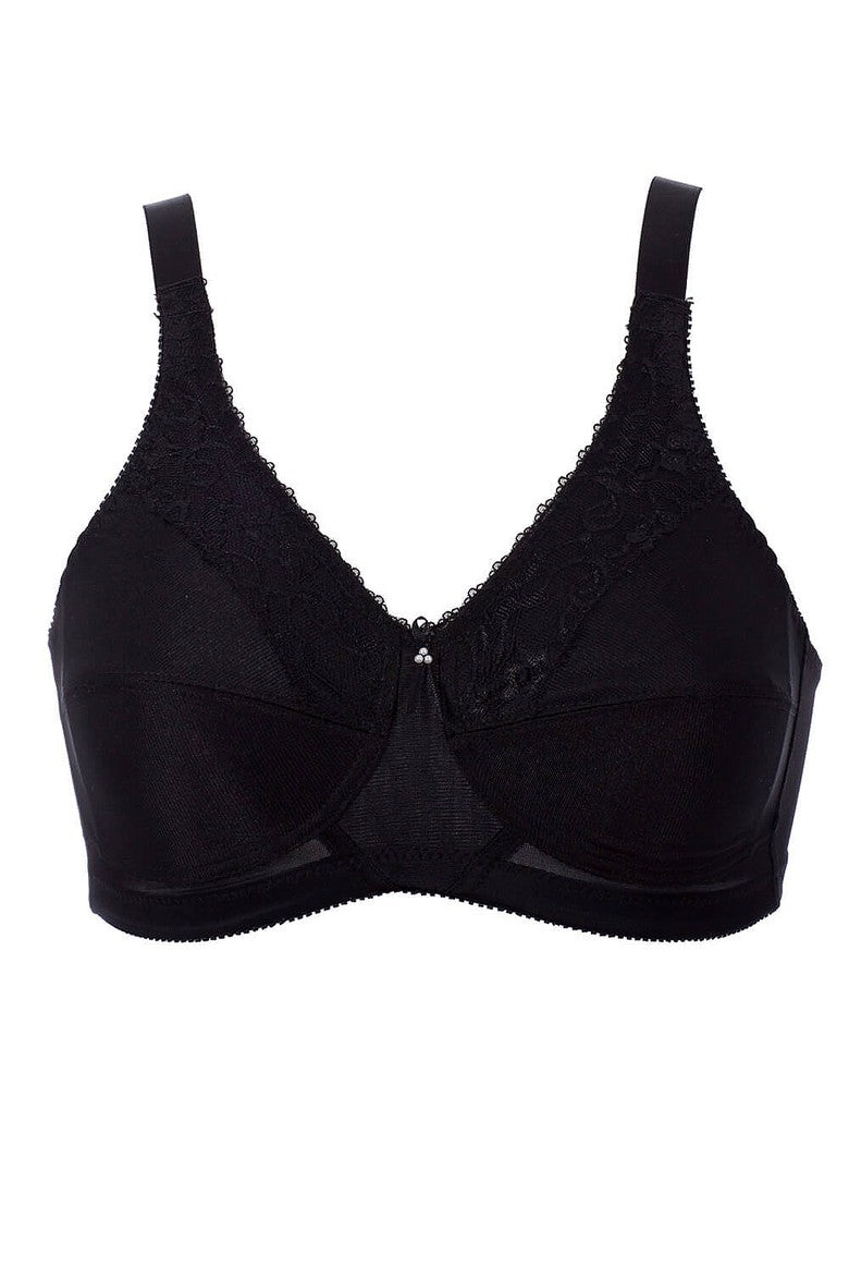 Underworks Black Double Mastectomy Bra with Molded Pad Inserts - Cotton  Adjustable Sleep and Leisure Bra - Padded Shoulders - 3118