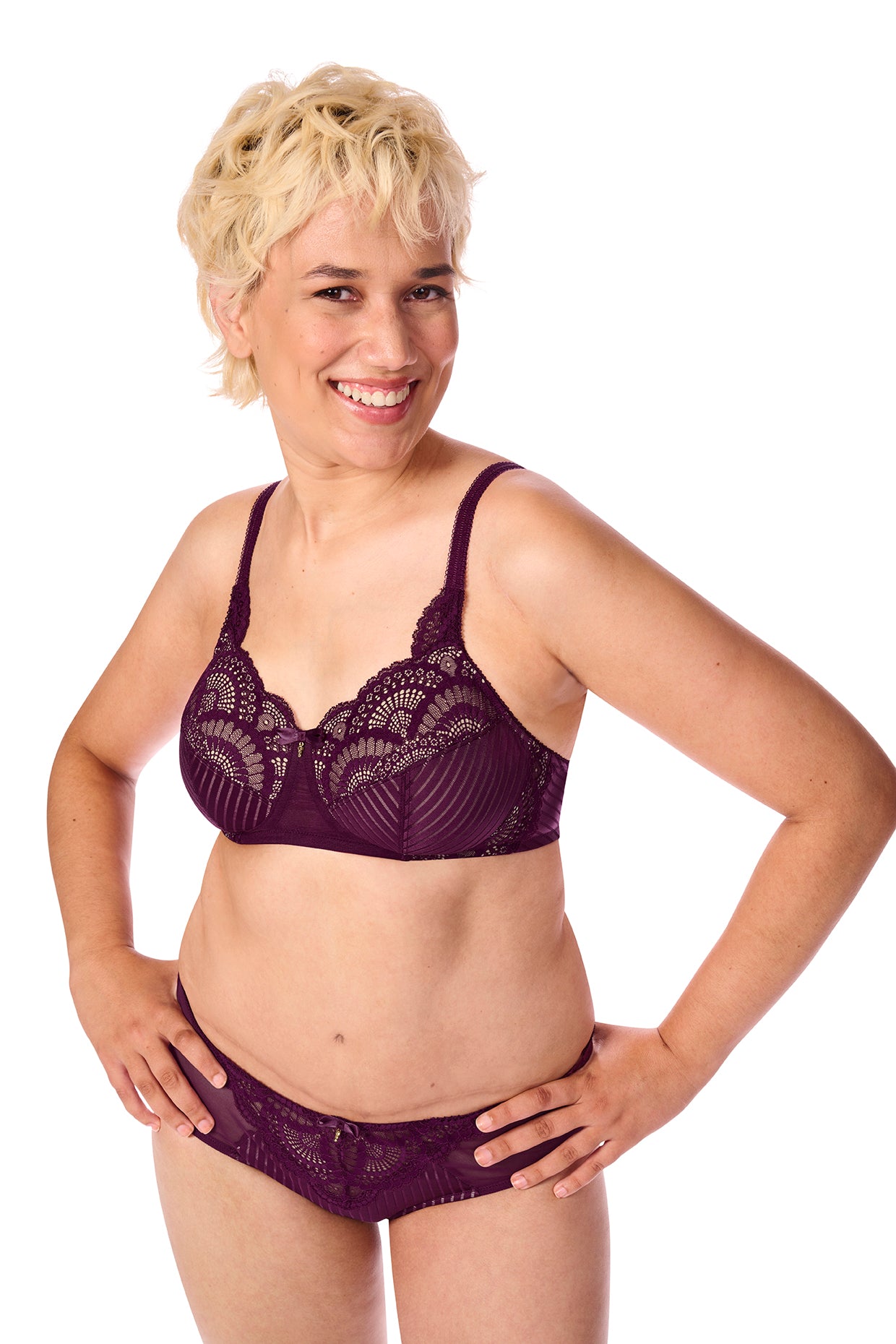 Karolina Soft Cup Mastectomy Bra - Dark Berry/Sand