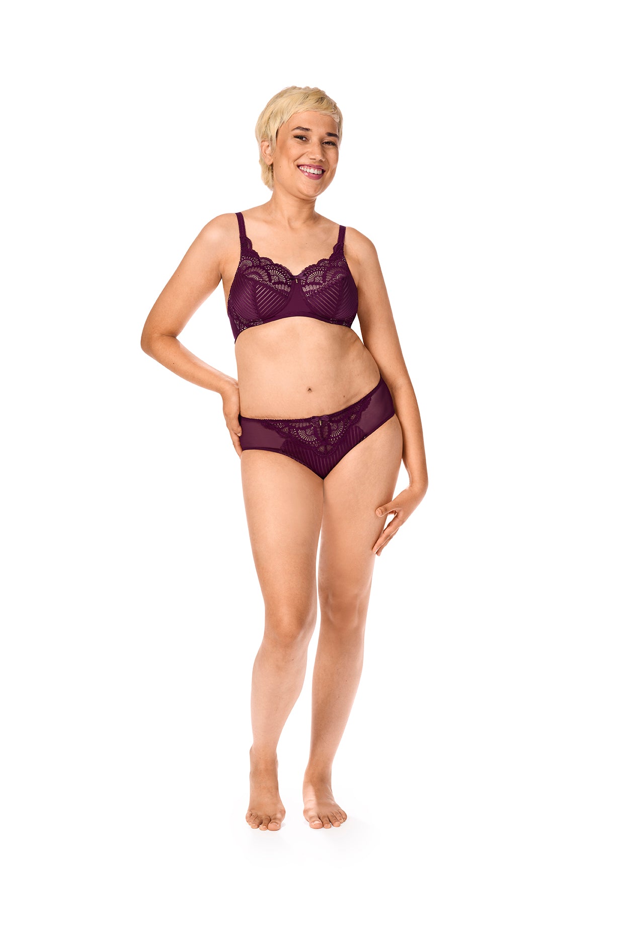 Karolina Padded Mastectomy Bra - Dark Berry/Sand