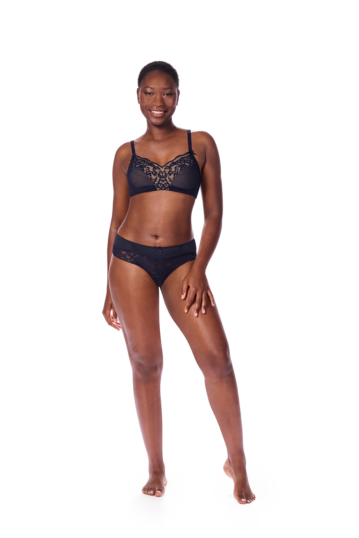 Kyra Soft Cup Mastectomy Bra - Dark Blue/Sand