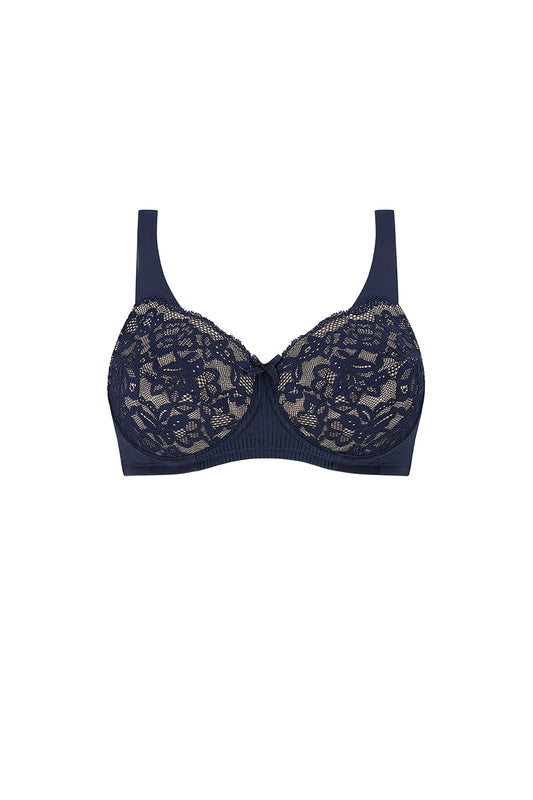 Kyra Underwired Bra - Dark Blue/Sand