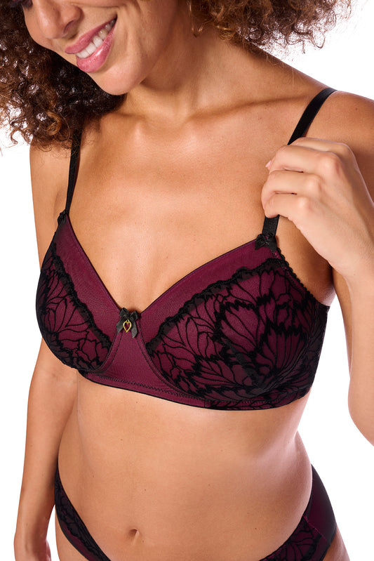Leonie Mastectomy Bra - Black/Pink