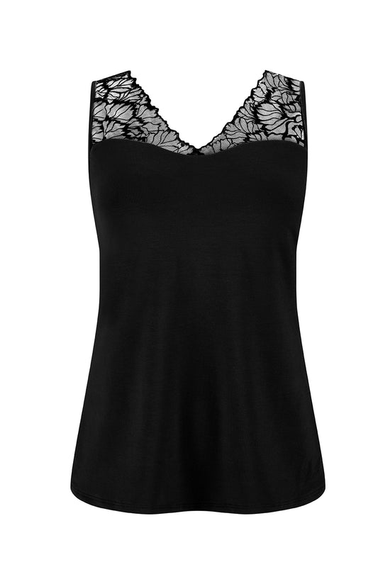 Velvet Lace Mastectomy Top - Black