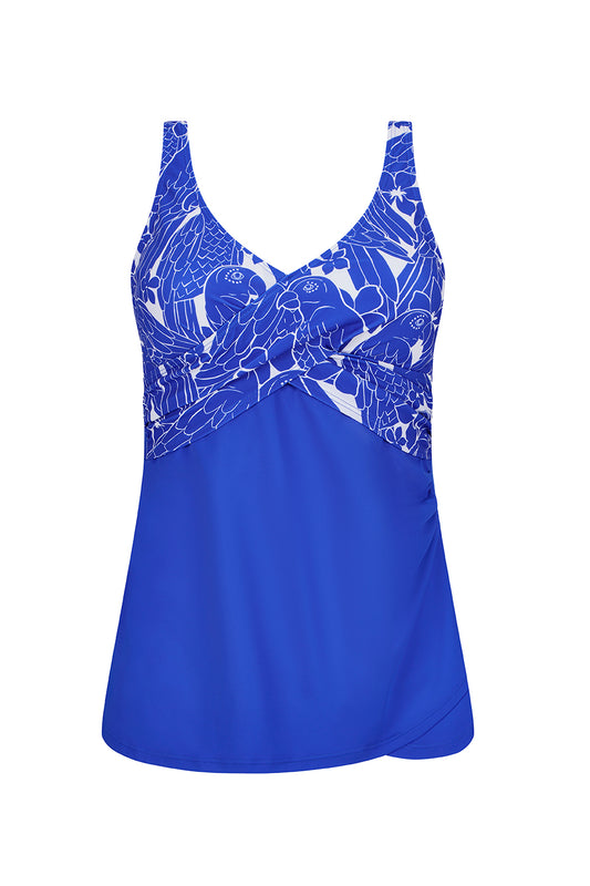 Azores Mastectomy Swim Sarong - Royal Blue / White